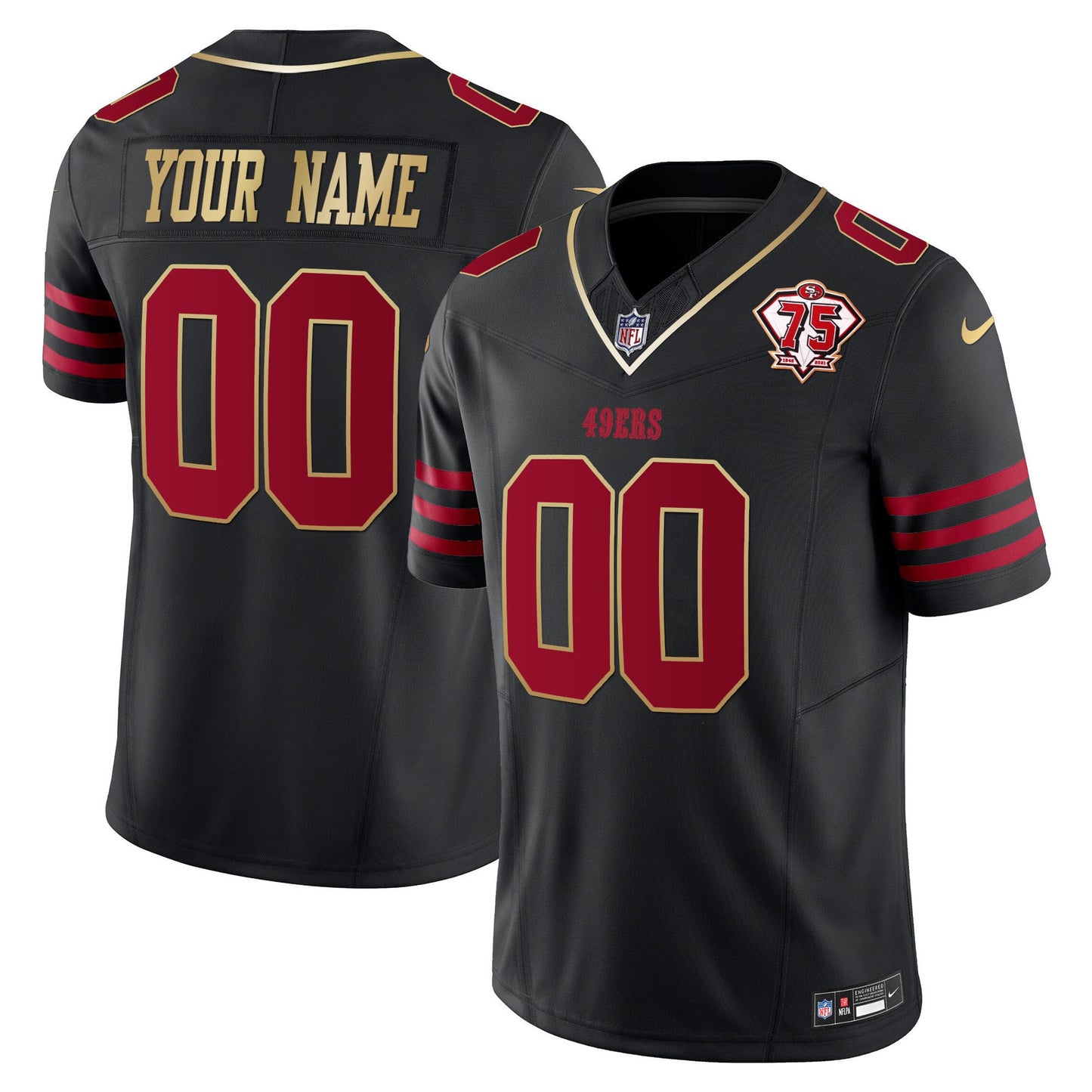 49ers 2023 Vapor Gold Trim Limited Custom Jersey - All Stitched