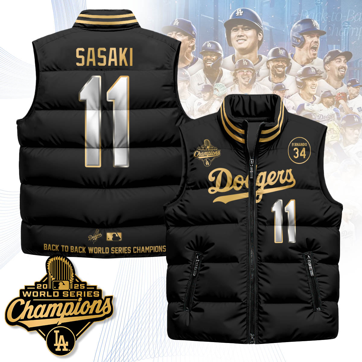 LAD 2025 World Series Champions Puffer Vest