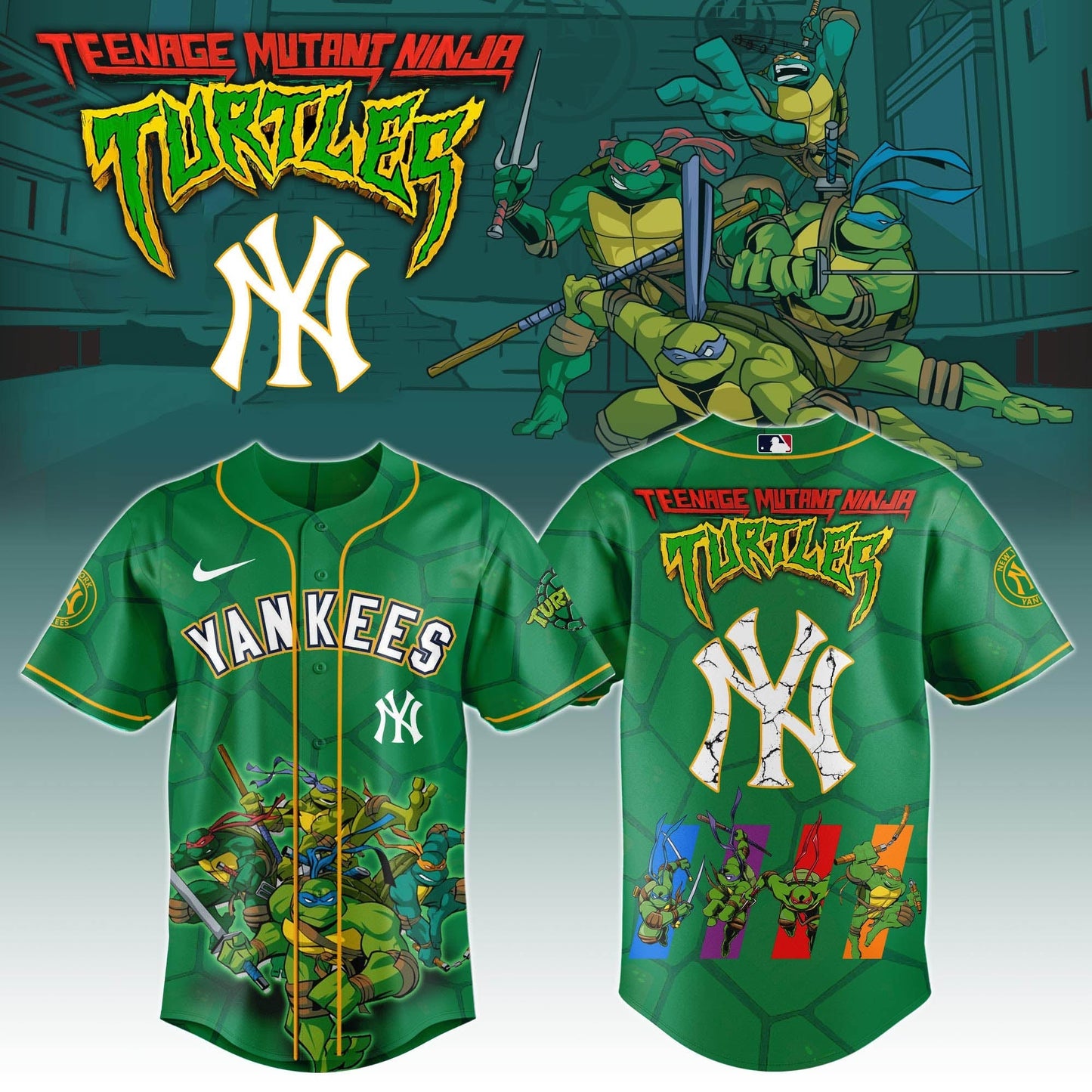 .      NYY x Ninja Turtles Night Game Limited Edition Printed Jersey2025