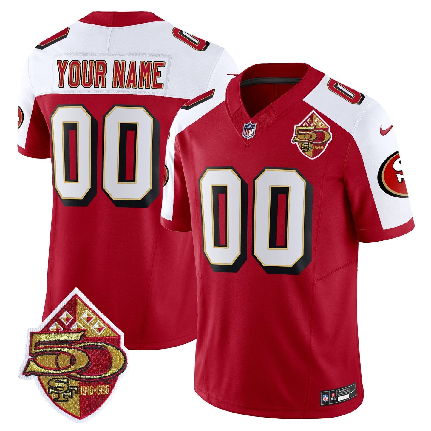 49ers 1996 Throwback/ 75th Patch Vapor Limited Custom Jersey - All Stitched