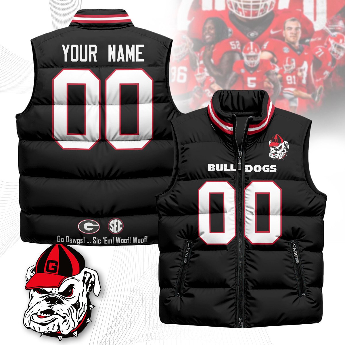 Custom UGA Unisex Puffer Vest